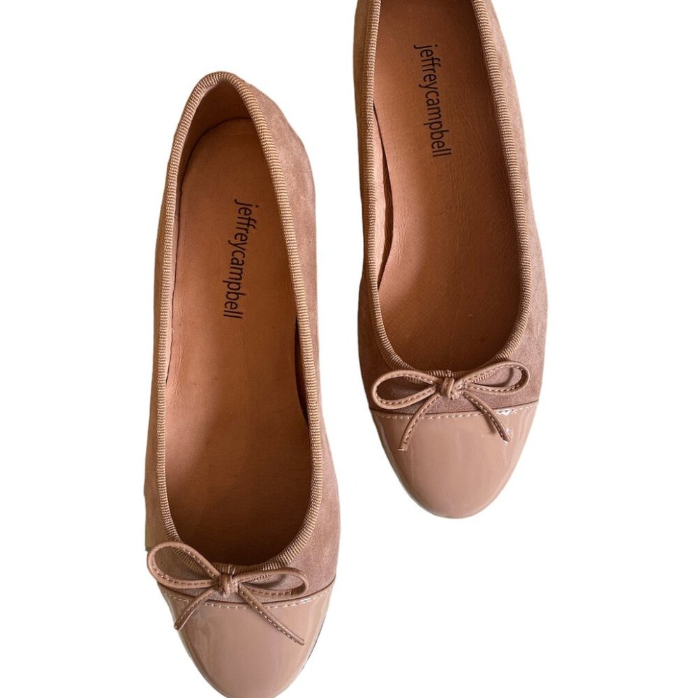 ISO Jeffrey Campbell Arabesque suede two tone beige flats 6